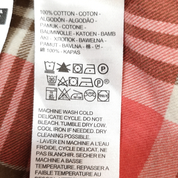 Levi’s Women's 2X Coral Plaid Western Pearl Snap Shirt - Flannel Button Front - Picture 13 of 14